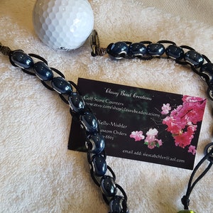 Navy Blue Murano Bead Golf Counter With Heart Lobster Claw Clasp - FREE SHIPPING!