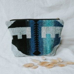 Large Wool Makeup Pouch | Blue, Navy, Ice, Grey, Black Southwest Design