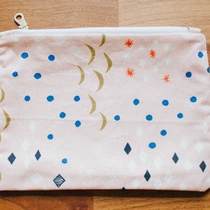 Small Pink Doodle Moons and Shapes Makeup Pouch