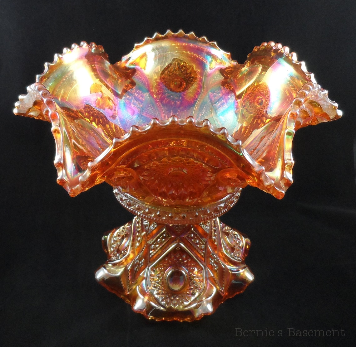 Vintage Punch Bowl with base Carnival Glass Imperial Etsy