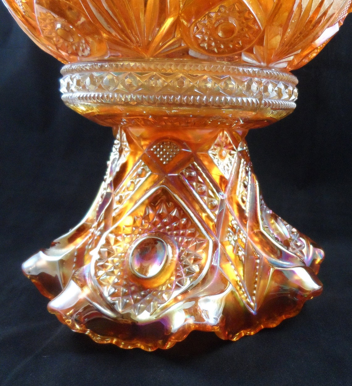 Vintage Punch Bowl with base Carnival Glass Imperial Etsy