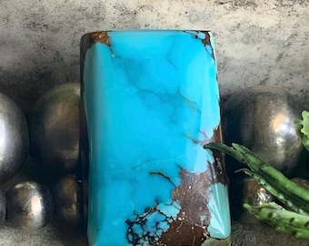 Sierra Nevada Turquoise Cabochon: Rectangular Nevada Gemstone, 21 Carats