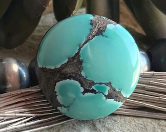 Hubei Turquoise Cabochon: Round Gemstone for Jewelry Making, 22mm
