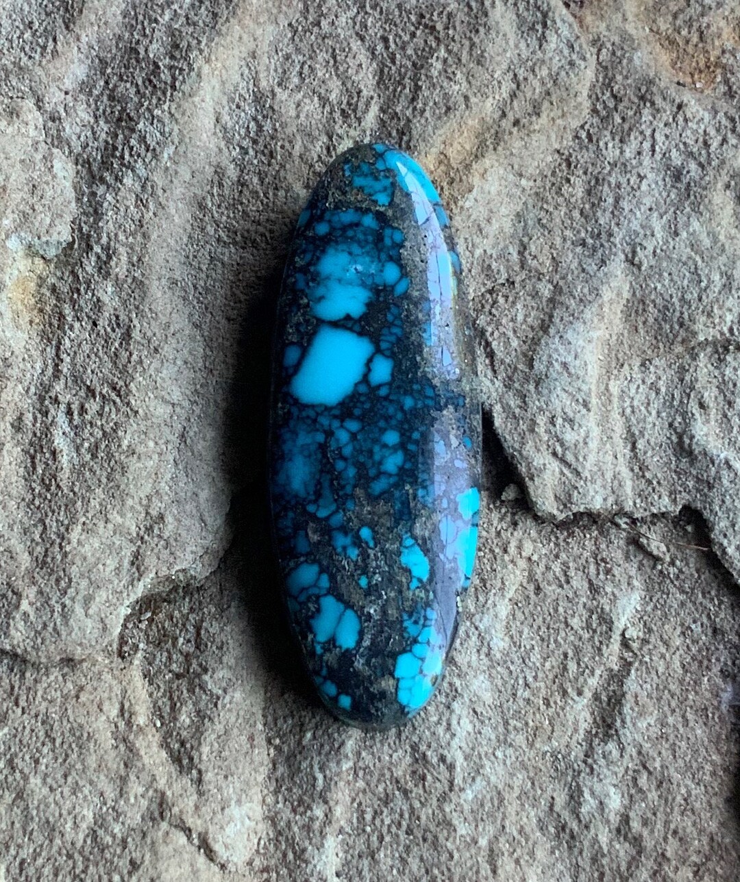 Gorgeous Natural Cloud Mountain Turquoise Long Oval Cabochon - Etsy
