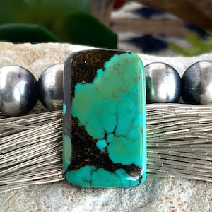Bao Canyon Turquoise  Rectangular Gemstone With Contrasting Colors