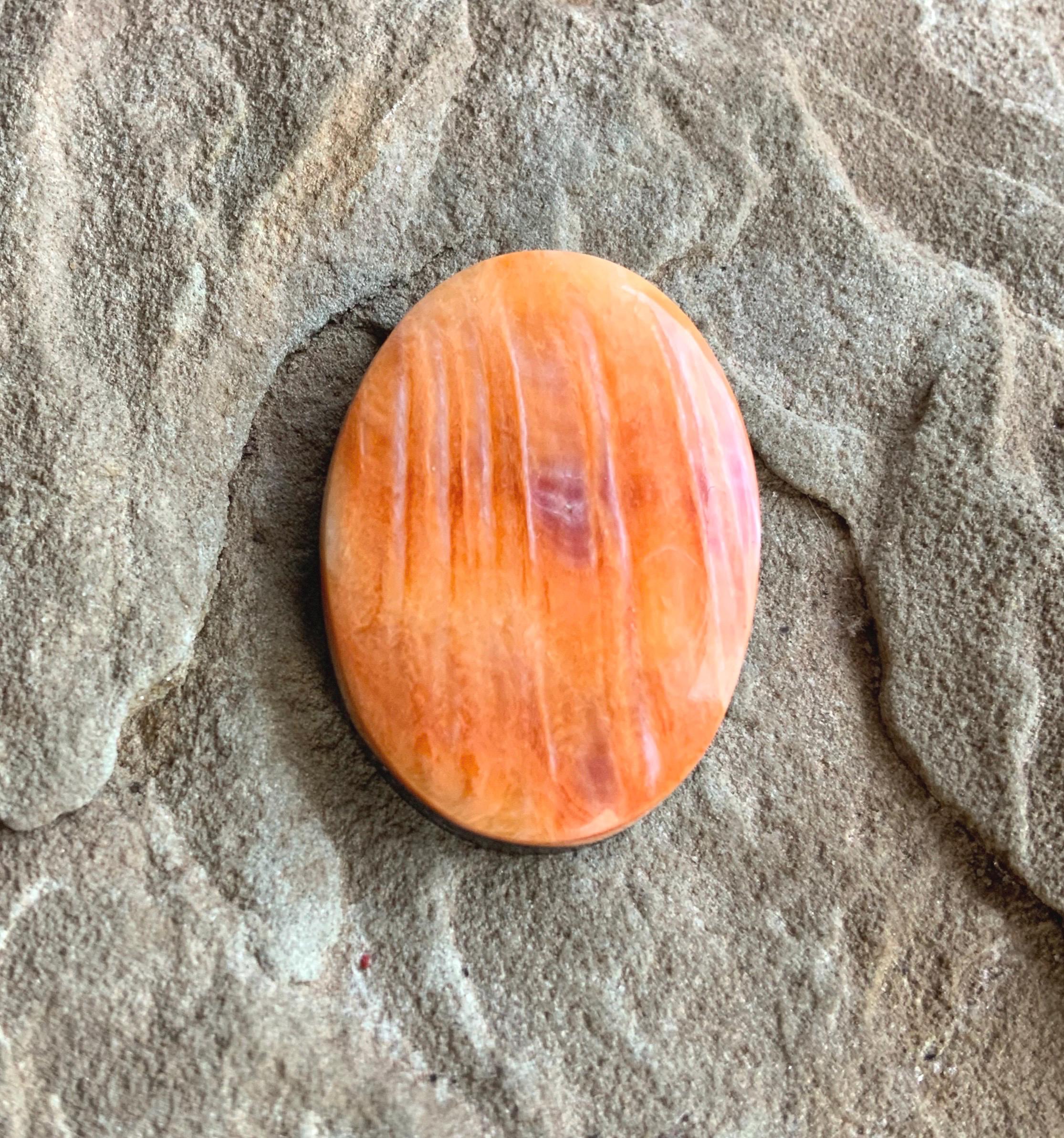 Beautiful Large Oval Orange Spiny Oyster Cabochon