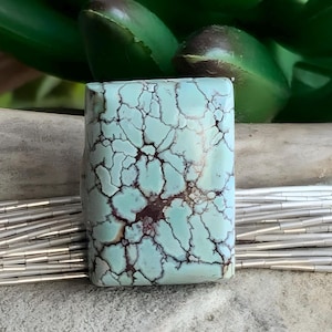 Gobi Desert Lavender Turquoise Rectangular Cabochon