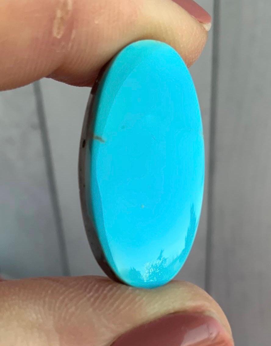 Blue Royston Turquoise Cabochon: Long Oval Gemstone, Nevada Mined