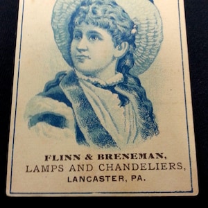 1880er Jahren viktorianischen Werbung Handel Karte Flinn & Breneman Lampen und Leuchter Lancaster, PA Öfen, Heizungen und reicht