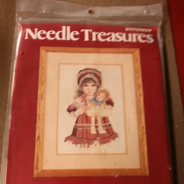 1970's Lydia and the Shirley Temple Doll Stitchery Jan Hagara Collectables Needle Treasures  00557 Size 10" x 14" B & J Art Designs