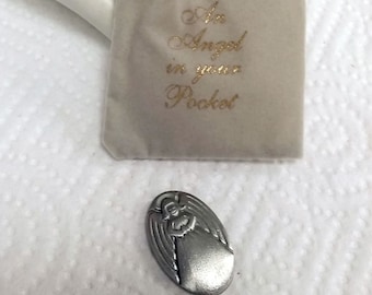 Vintage JJ Zinn Ein Engel in Ihrem Taschenbeutel - Zinn Engel Medaillon NOS Jonette Jewelry Co.