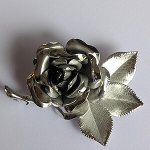 STUNNING! 1950's Large Sterling Multi-layer Rose Pin Signed HSB - Etsy