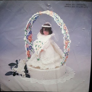 Bridal Doll Centerpiece Plastic Canvas Needlepoint Kit Needlecraft Ala Mode S91-623 1990&#39;s Vintage Plastic Canvas Kit