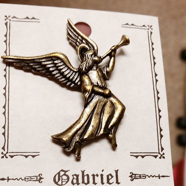 Vintage JJ Angel Gabriel Brass Clutch Pin New Old Stock. Gabriel "Hero of God"