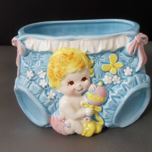 Vintage 1960's Nancy Pew Giftwares Planter made in Japan  8178 Baby Boy Nursery Gift Ceramic Vintage Nursery Boy