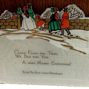 Ancienne carte de Noël à la main décoré de M. et Mme Harry James Rittenhouse RARE