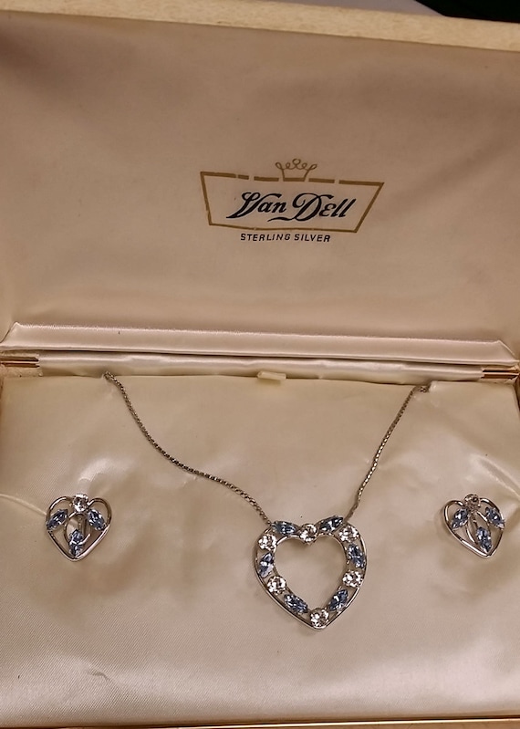 1950s Van Dell Sterling Silver Crystal Heart Screw