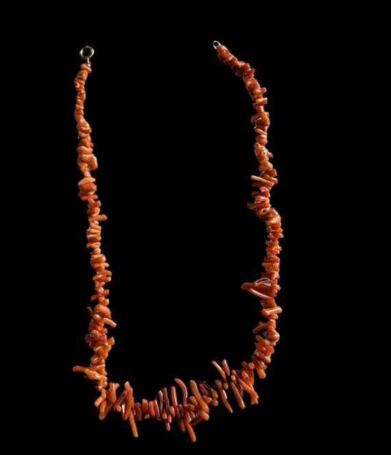 Vintage  Branch Coral Choker 16" Samon Color 1940… - image 5