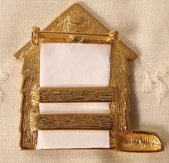 Vintage JJ Artifacts Dog House Picture Pin Gold T… - image 4