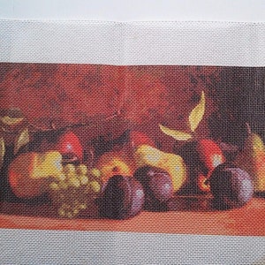Vtg 1970s Hand Painted Needlepoint Canvas Fruits Del Pesco Fine Arts