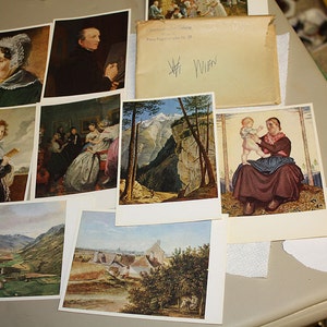 RARE Osterreichische Galerie Art cartes postales Ferdinand Georg Waldmuller 10 cartes postales enveloppe d’origine
