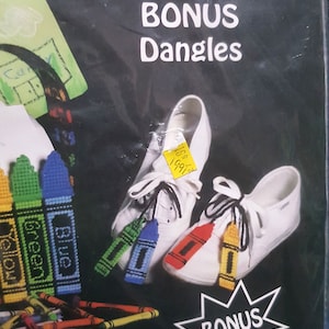 1991 &quot;Crayon Tote&quot; Plastic Canvas Kit Color Me Creative CMC-P2 Toe with Bonus Dangles