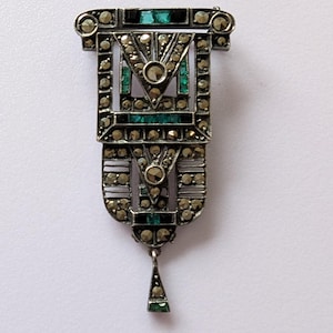 Art Deco Period Marcasite Sterling Germany Brooch 1920&#39;s