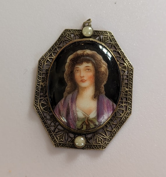 Antique Victorian Revival Portrait Filigree Half P