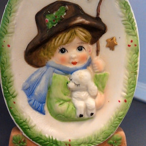 Vintage 1978 Jasco Precious Moments The Good Shepherd Porcelain Plaque Original Label