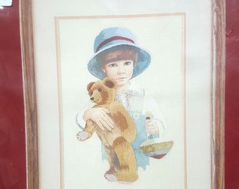 1979 Nadel Schätze Stitchery "Jimmy" Kit Jan Hagara Aquarell B & J Kunst Designs 10 "x 14" Jimmy - kleiner Junge mit Teddybär Kit 00545