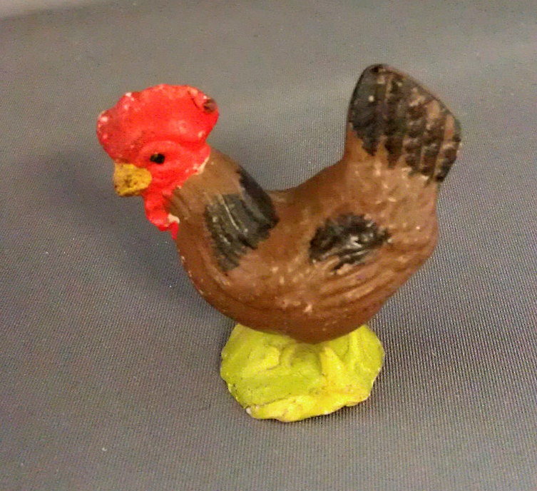 Vintage Porcelain Hand Painted Rooster Japan 1-3/4