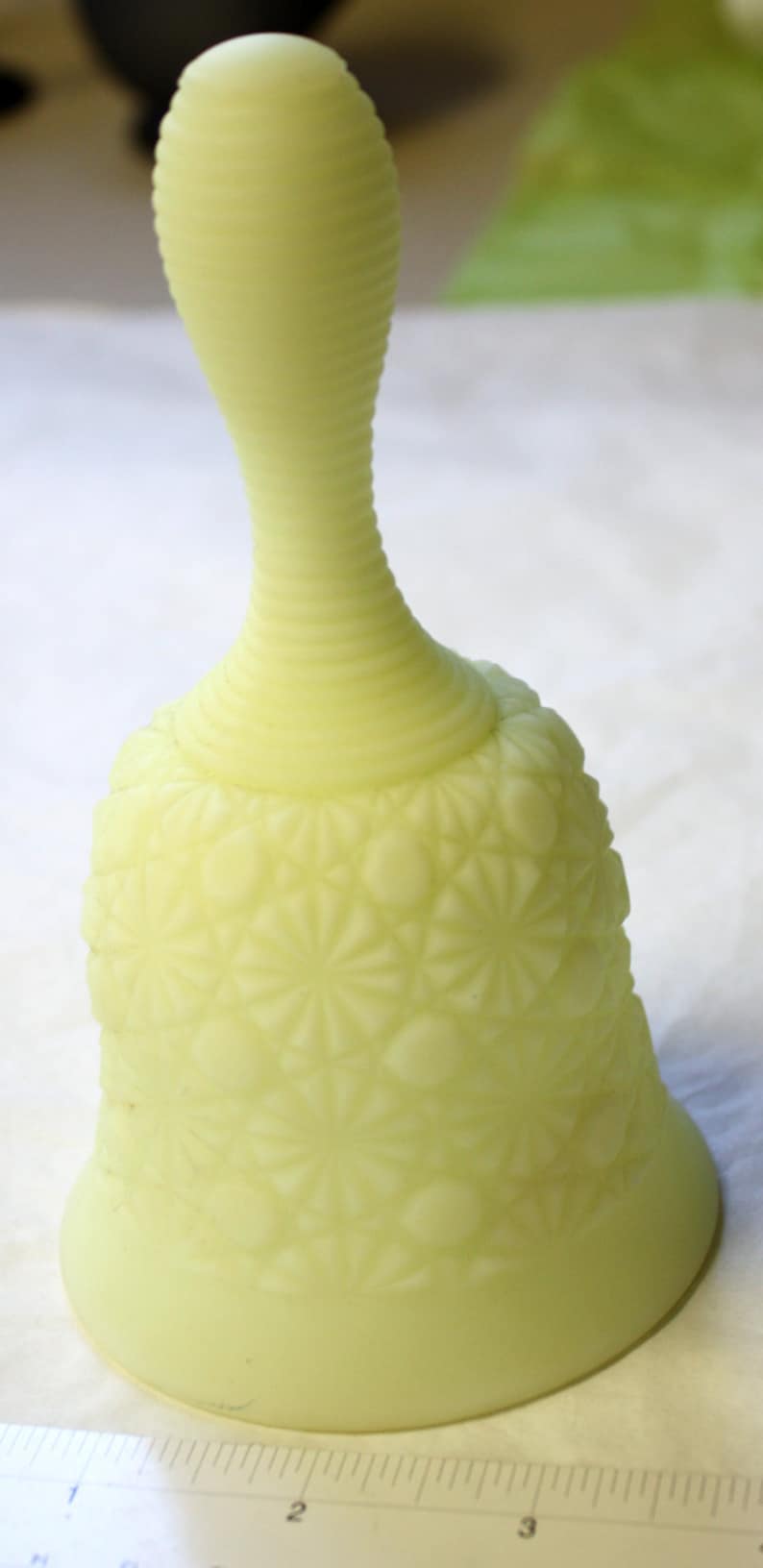 Vintage Fenton Yellow Custard Satin Glass Bell 1974 Etsy