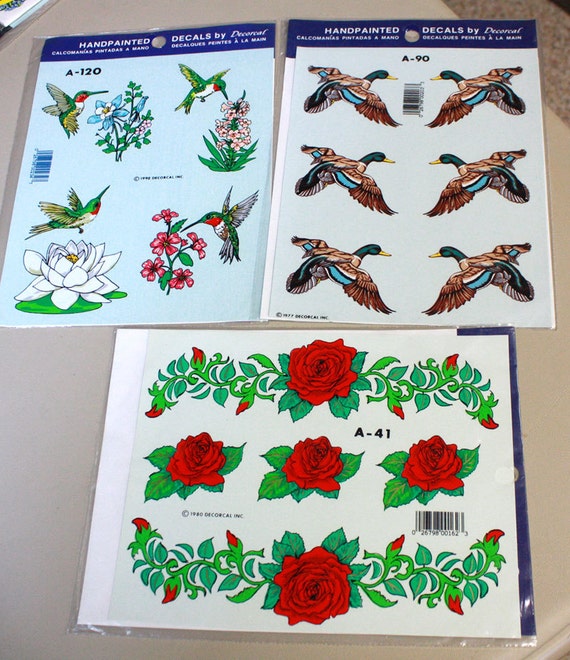Vintage Handpainted Water Transfer Decals by Decoral - Three Packages All Different - NOS