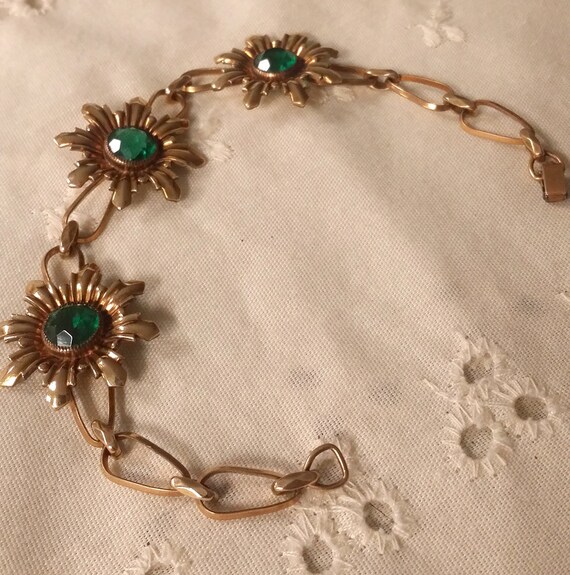 RARE Simmons 1940's RETRO Goldfilled Floral Link … - image 1