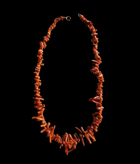 Vintage  Branch Coral Choker 16" Samon Color 1940… - image 1