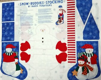 1998 Cut N Sew Snow Buddies Stocking by Fabric Traditions Snowman Stocking