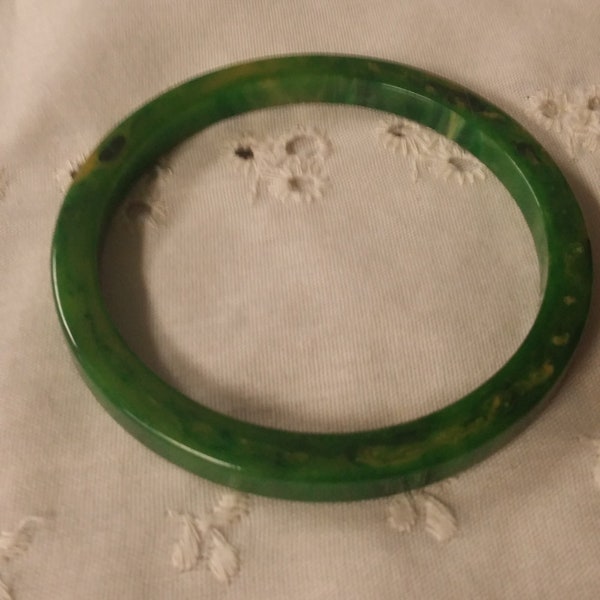 Vintage bakelite pulsera pulsera crema cómala verde amarillo baquelita brazalete