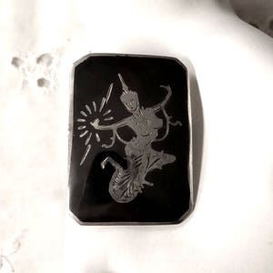 1946 - 1948 Siam Sterling Niello Pin Brooch Mekkalah Goddess of Lightening