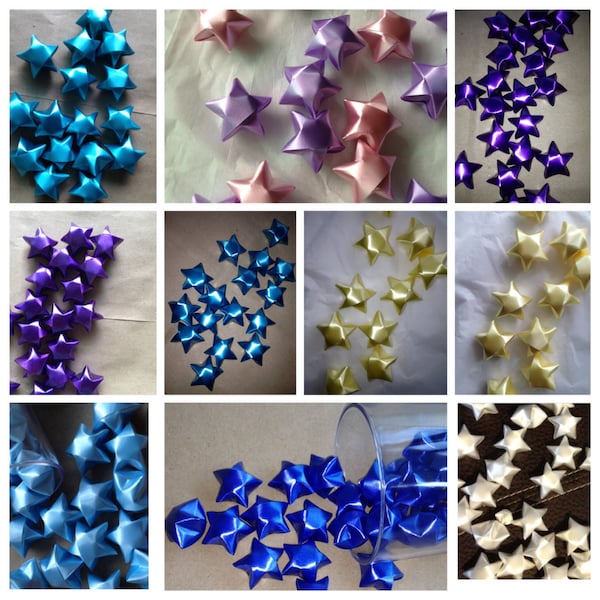 140 Large PLASTIC 1-Inch Origami Lucky Stars Handmade of Thin Plastic Instead of Paper