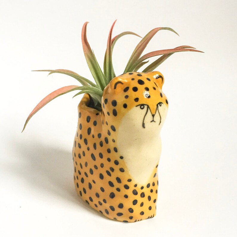 Ceramic Cheetah Planter / Ceramic Animal Planter Etsy UK