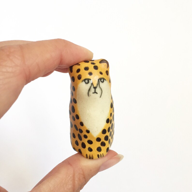 Ceramic Cheetah Figurine / Ceramic Animal Figurine / Cheetah Etsy