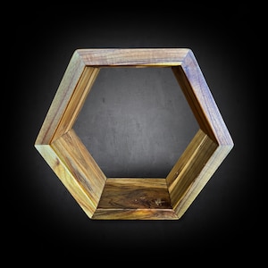 Honeycomb Hexagon Floating Wall Shelf - Handcrafted Reclaimed Teak Wood - Geometric Shelves