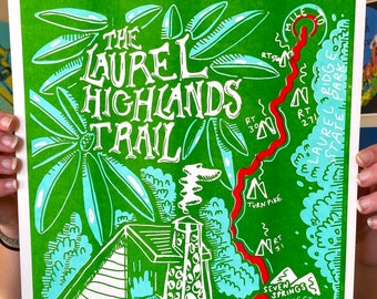 Laurel Highlands Hiking Trail Map Riso Print