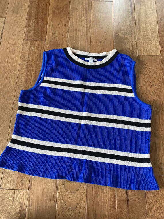 Vintage St. John Blouse Striped Royal Blue Wool T… - image 2