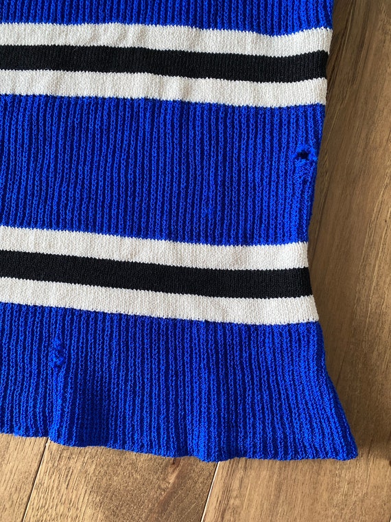 Vintage St. John Blouse Striped Royal Blue Wool T… - image 4