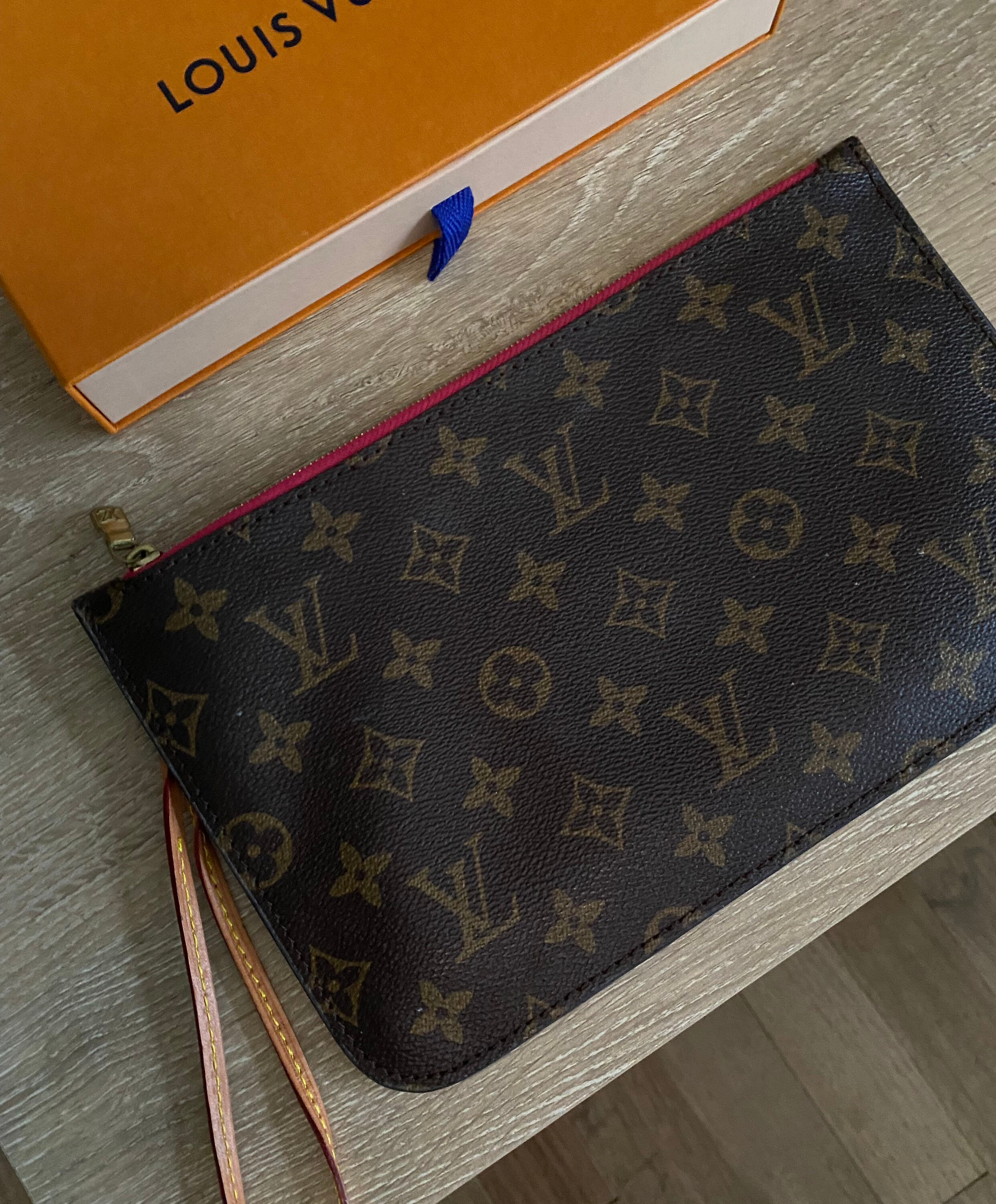 Louis Vuitton Neverfull Monogram Canvas Pochette Wristlet Zip Pouch ONLY  *No Bag