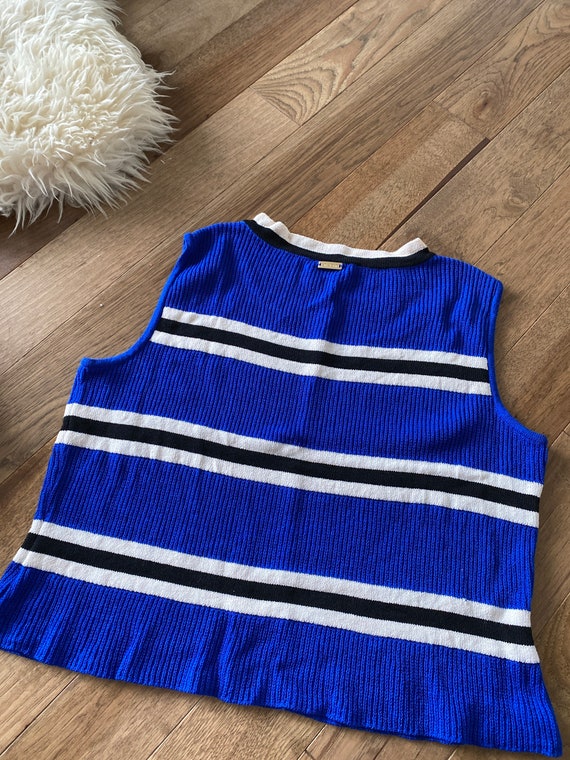 Vintage St. John Blouse Striped Royal Blue Wool T… - image 6