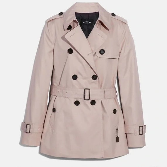 Blush Pink Trench Coat designer Coach Short Trench