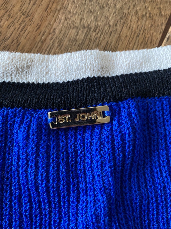 Vintage St. John Blouse Striped Royal Blue Wool T… - image 7