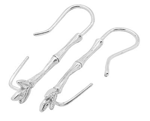 Long Branch Ear Wires Silver ear hooks Bamboo style Earring | Etsy